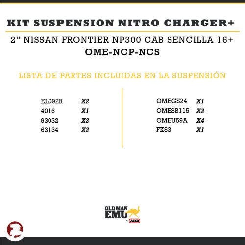 KIT SUSPENSION NITRO CHARGER + 2″ NP300 CAB SENCILLA