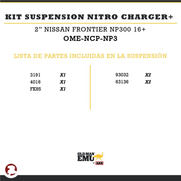 KIT SUSPENSION NITRO CHARGER + 2" NISSAN NP300 16+ - Image 2