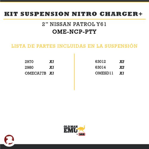 KIT SUSPENSION NITRO CHARGER + 2″ PATROL Y61