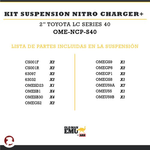 KIT SUSPENSION NITRO CHARGER + 2″ TYT LC SERIE 40