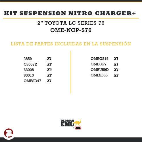 KIT SUSPENSION NITRO CHARGER + 2″ TYT LC SERIE 76