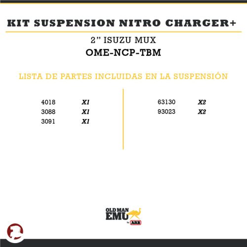 KIT SUSPENSION NITRO CHARGER + 2″ ISUZU MUX / CHEV TRAILBLAZER 12-20