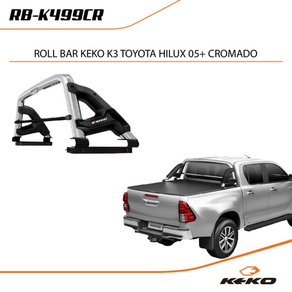 ROLL BAR KEKO K3 TOYOTA HILUX 05+ CROMADO
