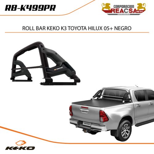 ROLL BAR KEKO K3 TOYOTA HILUX 05+ NEGRO