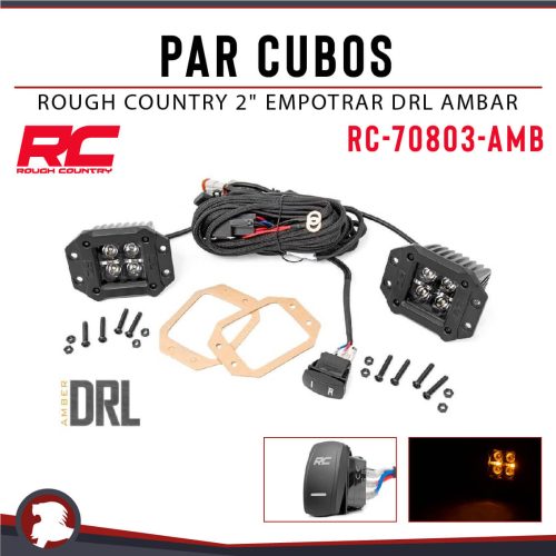 PAR CUBOS ROUGH COUNTRY 2″ EMPOTRAR DRL AMBAR