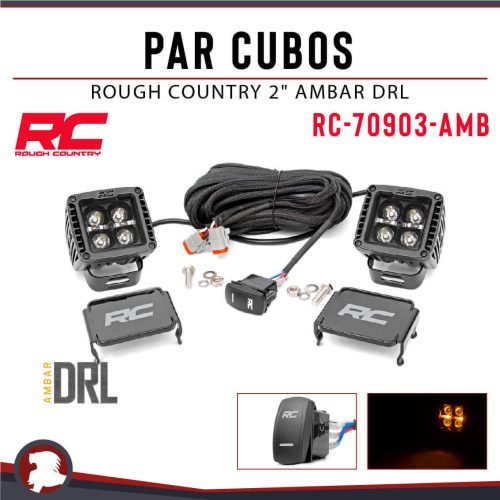 PAR CUBOS ROUGH COUNTRY 2″ AMBAR DRL