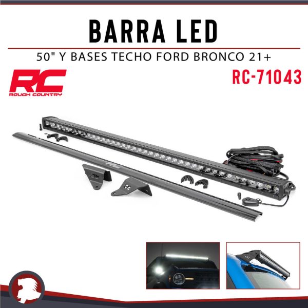 BARRA LED 50" Y BASES TECHO FORD BRONCO 21+