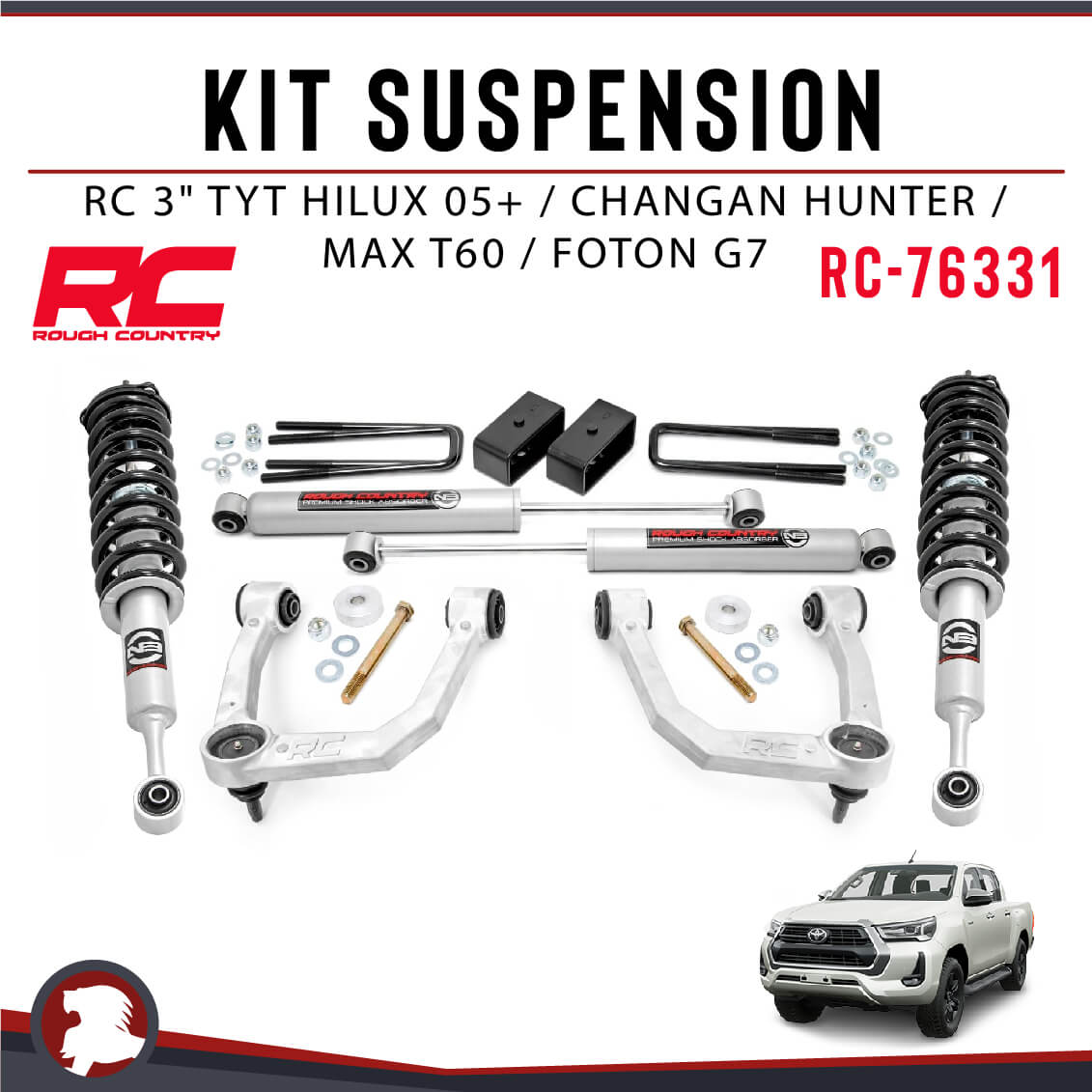 KIT SUSPENSION RC 3" TYT HILUX 05+ / CHANGAN HUNTER / MAX T60 / FOTON G7
