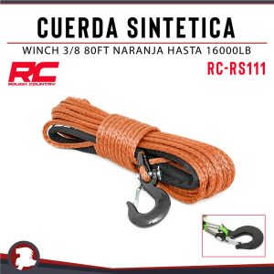 CUERDA SINTETICA WINCH 3/8 80FT NARANJA HASTA 16000LB