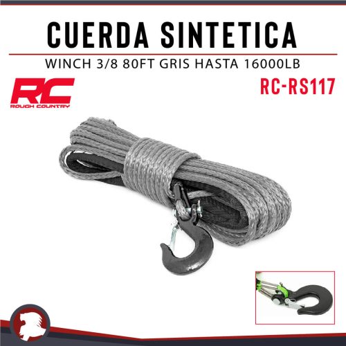 CUERDA SINTETICA WINCH 3/8 80FT GRIS HASTA 16000LB