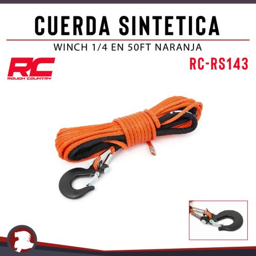 CUERDA SINTETICA WINCH 1/4 EN 50FT NARANJA HASTA 6500LB
