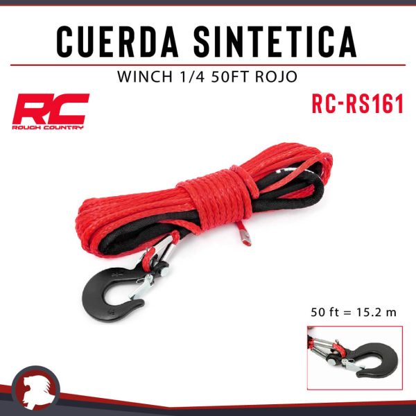 CUERDA SINTETICA WINCH 1/4 EN 50FT ROJO HASTA 6500LB