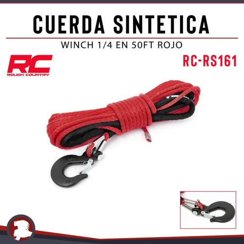 CUERDA SINTETICA WINCH 1/4 EN 50FT ROJO HASTA 6500LB