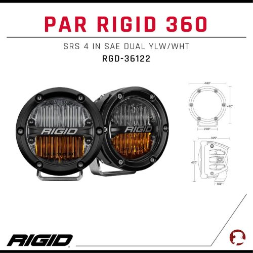 PAR RIGID 360-SRS 4IN SAE DUAL YLW/WHT