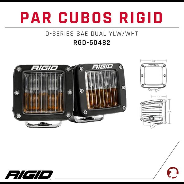 PAR CUBOS RIGID D-SERIES SAE DUAL YLW/WHT