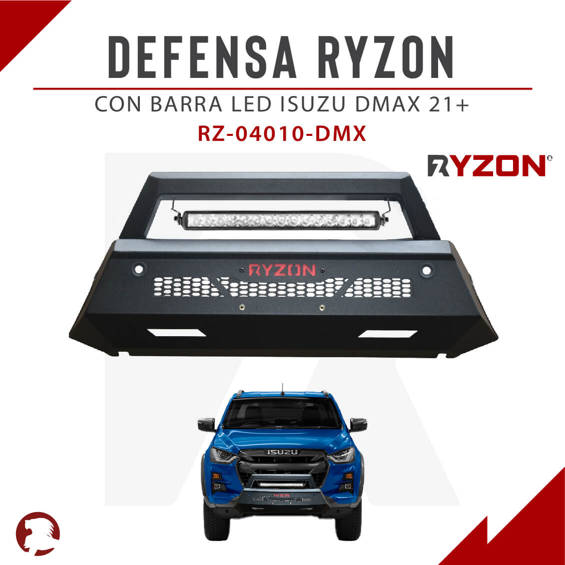 DEFENSA RYZON CON BARRA LED ISUZU DMAX 21+