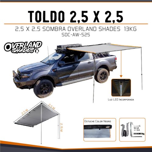 TOLDO 2.5 LARGO X 2.5 SOMBRA OVERLAND SHADES 13KG