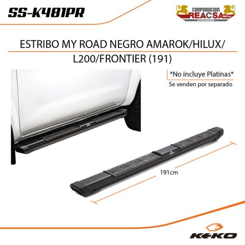 ESTRIBO MY ROAD NEGRO AMAROK/ HILUX/ L200/ NP300/ HUNTER/ LANDTREK (191CM)