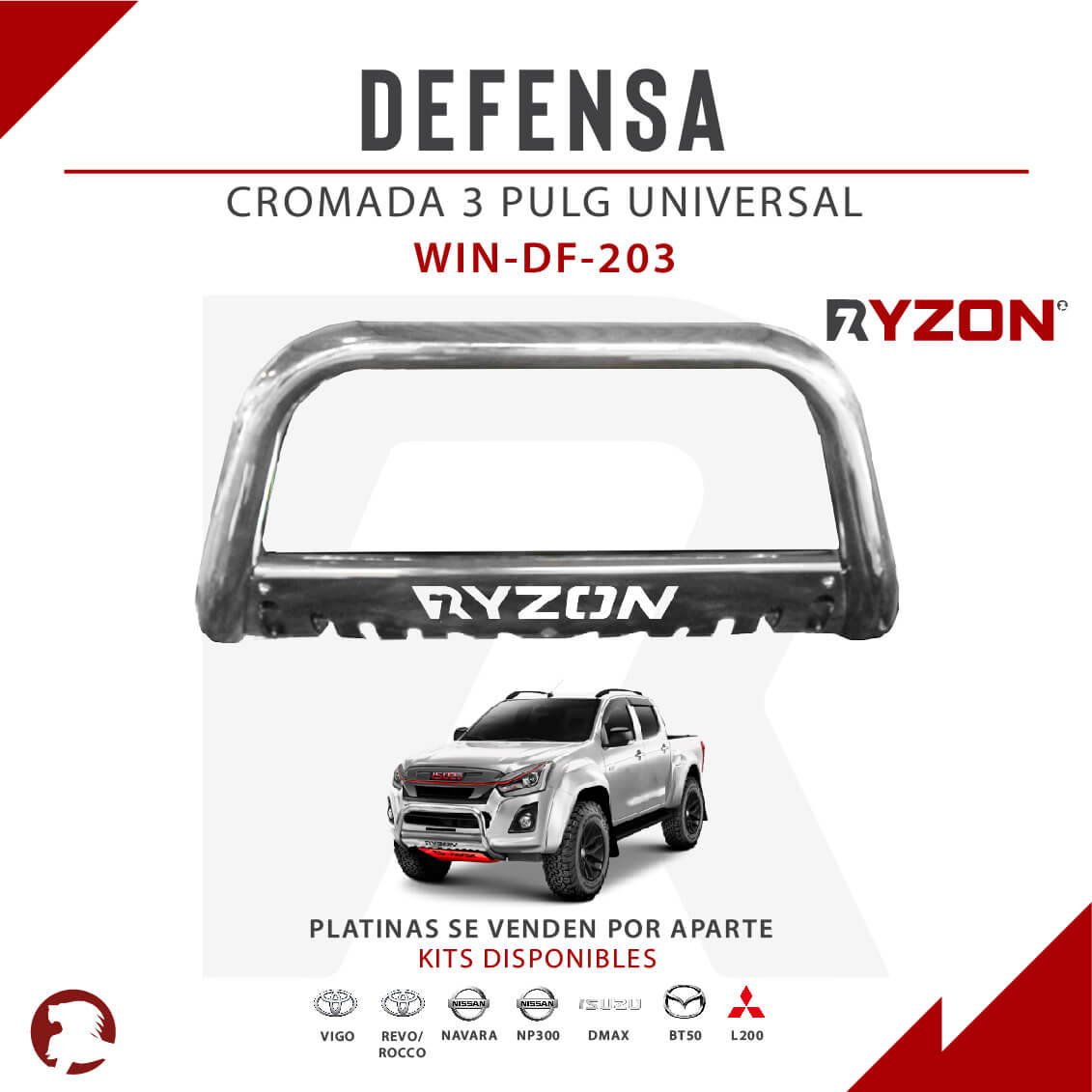 DEFENSA CROMADA 3 PULG UNIVERSAL