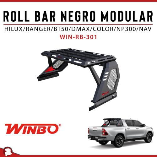 ROLL BAR NEGRO MODULAR HILUX RANGER BT50 DMAX COLORAD NP300 NAV